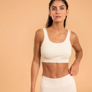 KIMJALY Bustier Damen Yoga ohne Polster nahtlos - beige