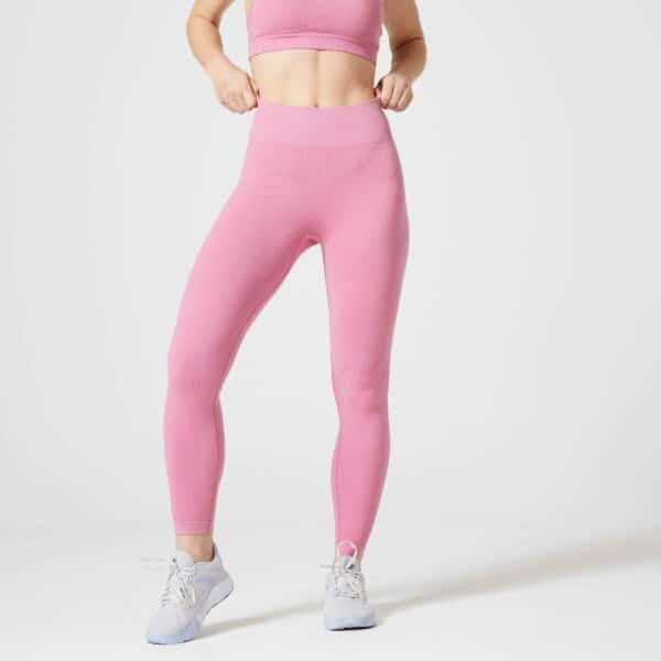 Domyos Leggings Damen - 520 Ripp rosa