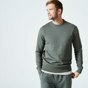 Domyos Sweatshirt Herren Crew - 500 Essentials khaki