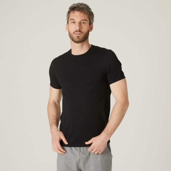 Domyos T-Shirt Herren Slim - 500 schwarz