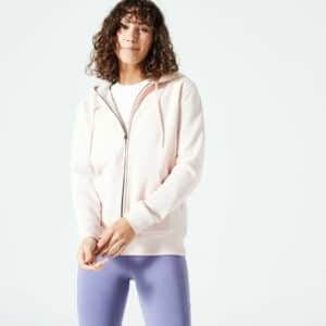Domyos Trainingsjacke mit Kapuze Damen - 500 Essentials hellrosa