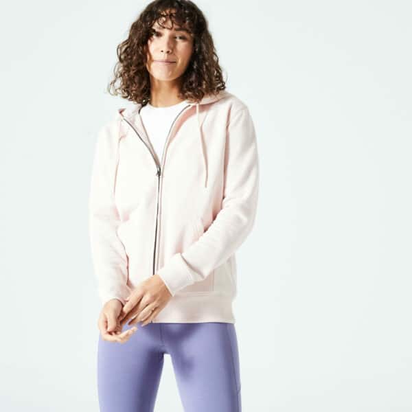 Domyos Trainingsjacke mit Kapuze Damen - 500 Essentials hellrosa