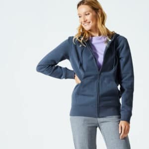 Domyos Trainingsjacke mit Kapuze Damen - 500 Essentials tiefgrau